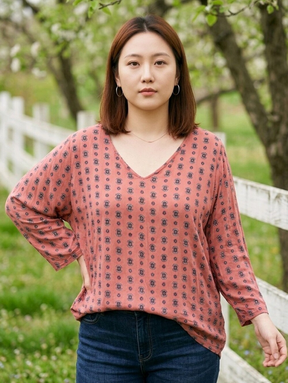 Lane Bryant Boho Print V-Neck Top | Size 18/20